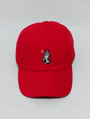 Drake 6 God Praying Hands OVO Octobers Very Own Red Adjustable Strapback Cap Hat